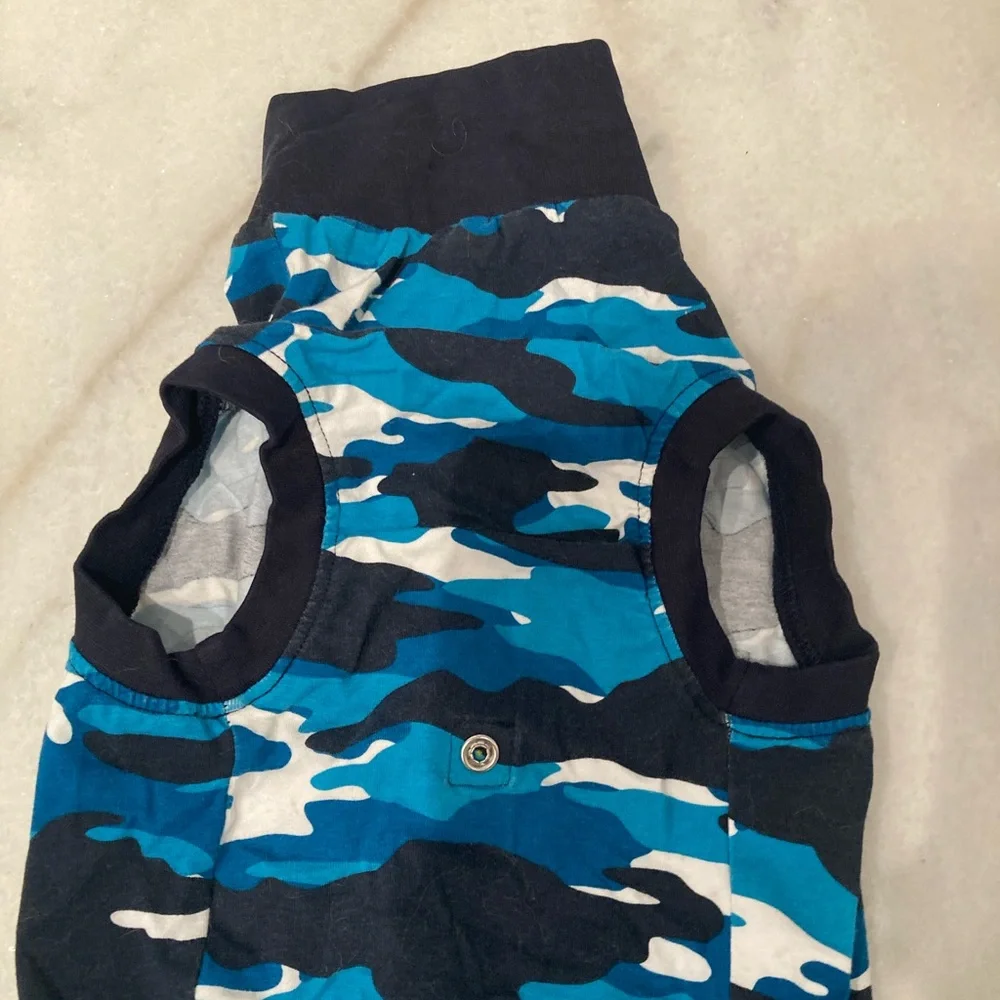 Dog Recovery Suit - Blue Camo - size small